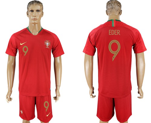Portugal #9 Eder Home Soccer Country Jersey